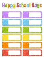 Bright stickers. Rectangular label. Cute characters. Color vector isolated illustration.