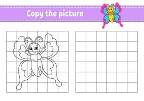 Copy the picture. Coloring book pages for kids. Education developing worksheet. Game for children. Handwriting practice. cartoon character. Vector illustration.