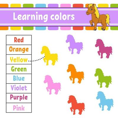 Learning colors. Education developing worksheet. Activity page with pictures. Game for children. Funny character. cartoon style. Vector illustration.