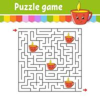 Square maze. Game for kids. Puzzle for children. Labyrinth conundrum. Color vector illustration. Find the right path. Isolated vector illustration. cartoon character.