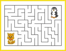 Rectangle maze. Game for kids. Funny labyrinth. Education developing worksheet. Activity page. Puzzle for children. cartoon style. Riddle for preschool. Logical conundrum. Vector illustration.