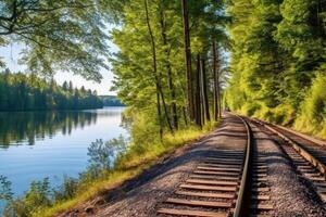 stock photo of along a railroad on an summer afternoon