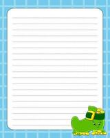 Lined sheet template. Handwriting paper. For diary, checklist, planner, wish list. St. Patrick's day. Vector illustration.