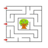 Square maze. Game for kids. Puzzle for children. cartoon character. Labyrinth conundrum. Color vector illustration. Find the right path. The development of logical and spatial thinking.