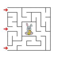 Square maze. Game for kids. Puzzle for children. cartoon character. Labyrinth conundrum. Color vector illustration. Find the right path. The development of logical and spatial thinking.