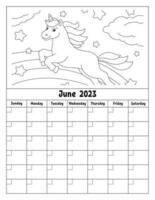 plantilla de calendario en blanco para un mes sin fechas. diseño colorido con un lindo personaje. ilustración vectorial vector