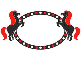 Silhouettes of rearing horses. With place for your text. For circus advertisements, advertising. Simple flat vector illustration.