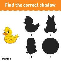 Find the correct shadow. Education developing worksheet. Matching game for kids. Activity page. Puzzle for children. vector