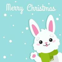 Cartoon character christmas rabbit. Colorful vector illustration. Isolated on color background. Design element. Template for your design, books, stickers, cards.