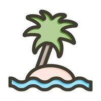 Desert Island Vector Thick Line Filled Colors Icon Design