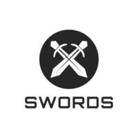 Sword crossed circle logo design template vector