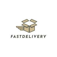 Delivery Logo Design Concept With Box Symbol and Wings vector