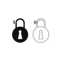 broken padlock icon on white background vector