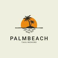Palm tree modern logo design on the beach vector