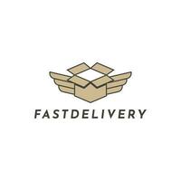 Delivery Logo Design Concept With Box Symbol and Wings vector