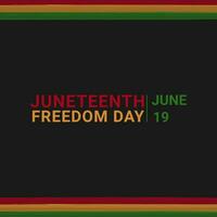 Juneteenth Freedom Day design template on black background, greeting card vector