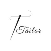 Abstract Initial Letter T Tailor logo, thread and needle combination vector