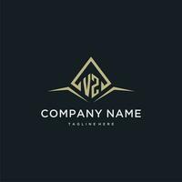 VZ initial monogram logo for real estate with polygon style vector