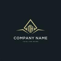 MH initial monogram logo for real estate with polygon style vector