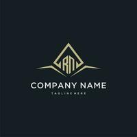 RN initial monogram logo for real estate with polygon style vector