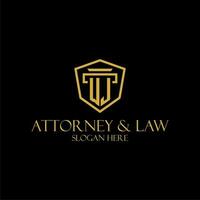 WJ initial monogram for lawfirm logo ideas with creative polygon style design vector