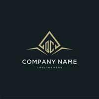 QC initial monogram logo for real estate with polygon style vector