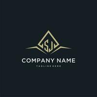 SJ initial monogram logo for real estate with polygon style vector