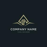 QP initial monogram logo for real estate with polygon style vector