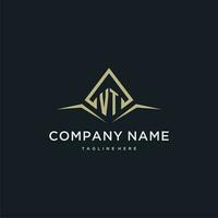 VT initial monogram logo for real estate with polygon style vector