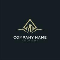 YO initial monogram logo for real estate with polygon style vector