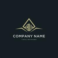 BU initial monogram logo for real estate with polygon style vector