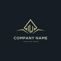 NJ initial monogram logo for real estate with polygon style vector