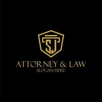 SJ initial monogram for lawfirm logo ideas with creative polygon style design vector