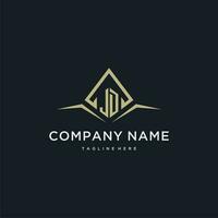 JD initial monogram logo for real estate with polygon style vector