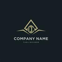 CC initial monogram logo for real estate with polygon style vector