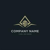 RM initial monogram logo for real estate with polygon style vector