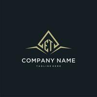 ET initial monogram logo for real estate with polygon style vector