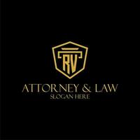 RV initial monogram for lawfirm logo ideas with creative polygon style design vector