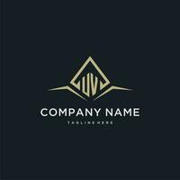 UV initial monogram logo for real estate with polygon style vector