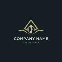 CF initial monogram logo for real estate with polygon style vector