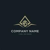 AS initial monogram logo for real estate with polygon style vector