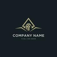 RF initial monogram logo for real estate with polygon style vector