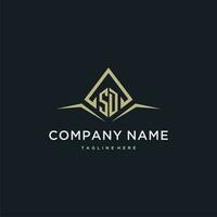 SD initial monogram logo for real estate with polygon style vector