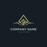 SK initial monogram logo for real estate with polygon style vector