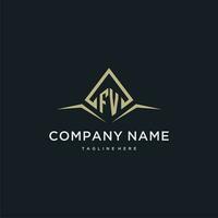 FV initial monogram logo for real estate with polygon style vector