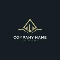 WJ initial monogram logo for real estate with polygon style vector