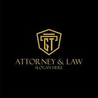 GT initial monogram for lawfirm logo ideas with creative polygon style design vector