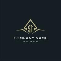 ST initial monogram logo for real estate with polygon style vector