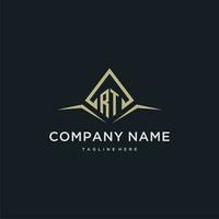 RT initial monogram logo for real estate with polygon style vector