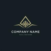 KH initial monogram logo for real estate with polygon style vector